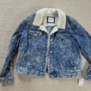 MUDD jacket womens /juniors faded blue Denim jean Jacket with fuzzy Collar sz 1X